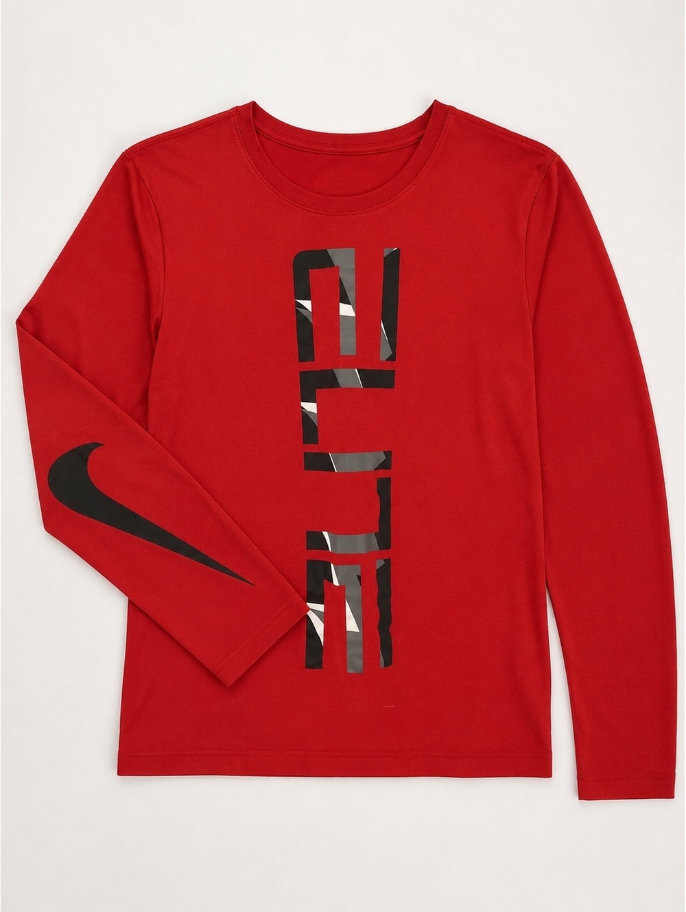 Nike Elite Red Long Sleeve Shirt with Black Vertical Graphic Size S